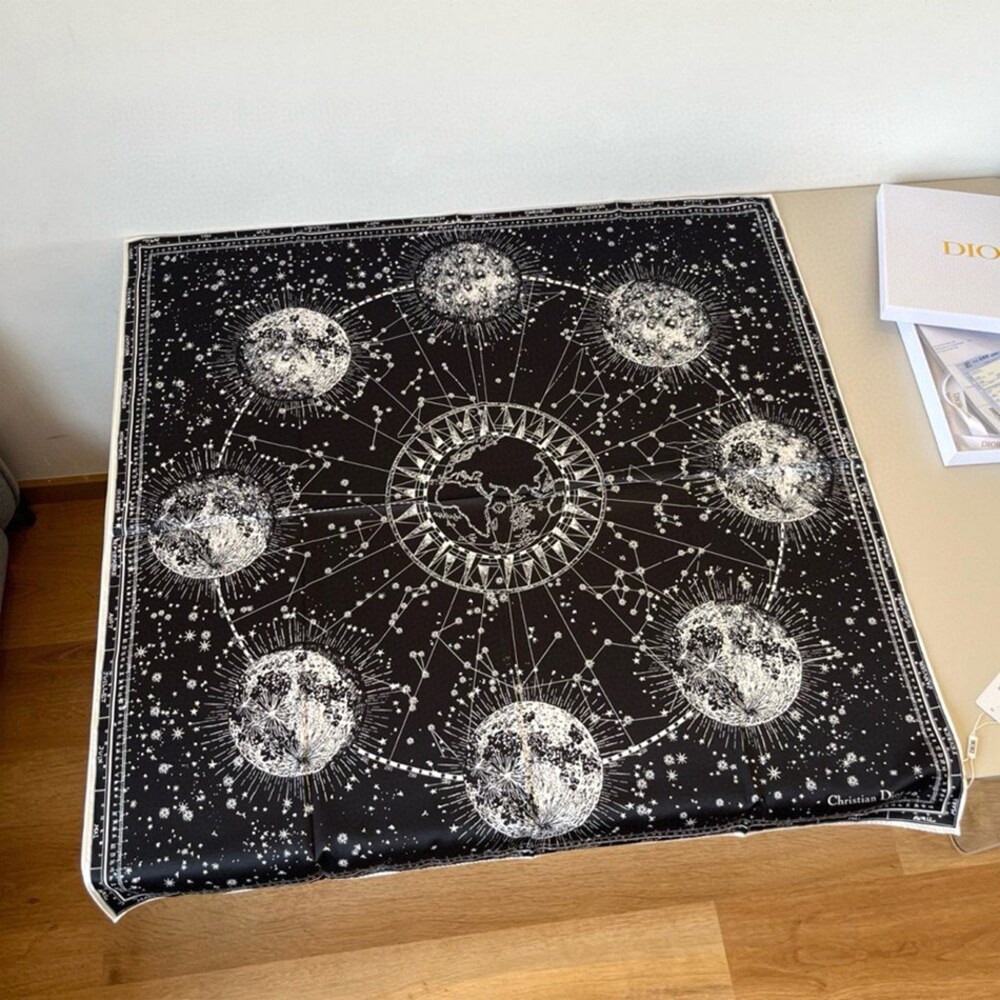 Dior Luxury Silk Scarf Celestial Star Map Print Original Box & Hang Tags - Picture 6 of 8